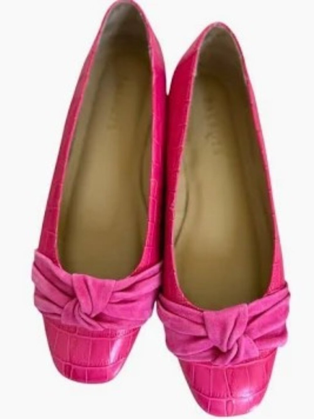 Talbots Stella Pink Punch Knot Ballet Flat Shoes ** Size 7.5